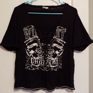 Deep V-Neck Black American Choppers Graphic Tee